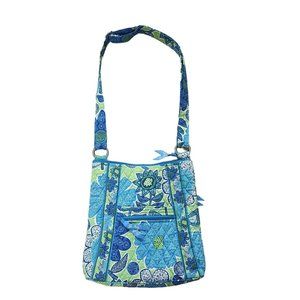 Vera Bradley Doodle Daisy Blue Green Floral Crossbody Quilted Bag Purse NWOT